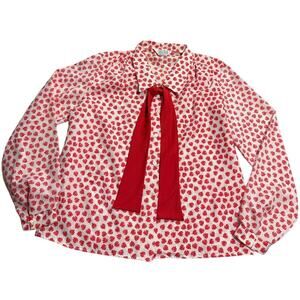 VTG Cape Cod Match Mates Long Sleeve Blouse Bow Button Women Sz 18 USA Red White